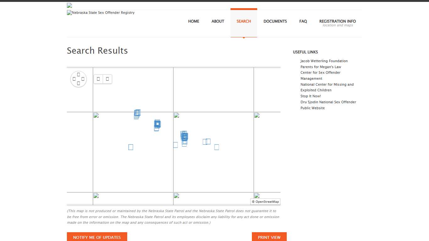 Nebraska Sex Offender Registry: Search Results